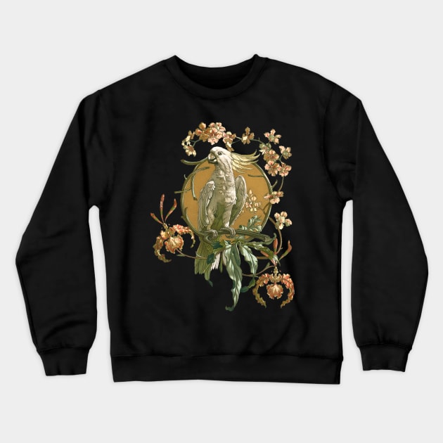 Vintage Cockatoo Bird with Orchids Crewneck Sweatshirt by MasterpieceCafe